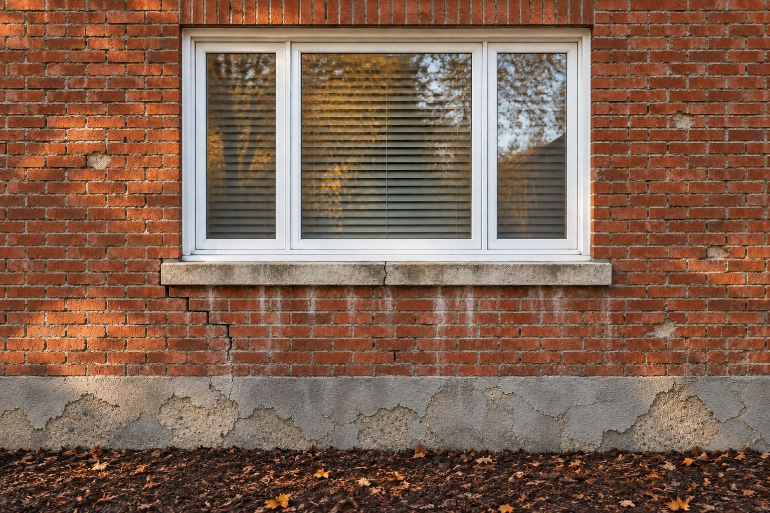 Mur de brique abîmé avant les travaux